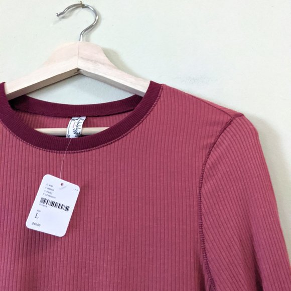 NWT Free People Ribbed Long Sleeve Henley Tee - Picture 6 of 7